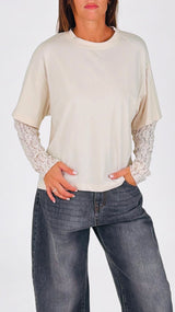 T-shirt manica pizzo H.