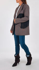 Giacca twill quadretto frange Vic.
