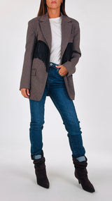 Giacca twill quadretto frange Vic.