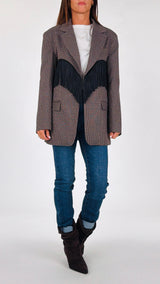 Giacca twill quadretto frange Vic.