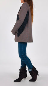 Giacca twill quadretto frange Vic.