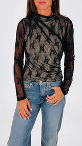 Maglia doppia tulle ricamo H.