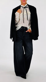 Camicia goffrata nastro velluto H.