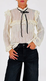 Camicia goffrata nastro velluto H.