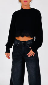 Pull crop costa inglese macramè Vic.