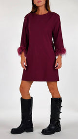 Abito jersey piume H.