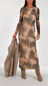 Abito tulle stampato T.
