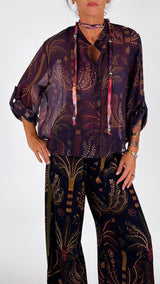 Camicia organza stampa palme H.