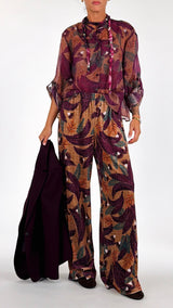 Pantalone stampa foglie H.