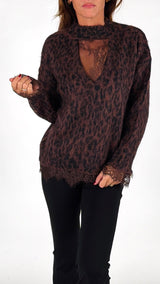 Pull leo scollo pizzo