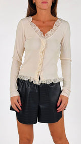 Cardiganino costina pizzo Kiki