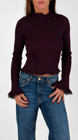 Maglia costina bordi pizzo