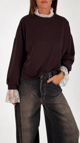 Felpa rifiniture pizzo H.