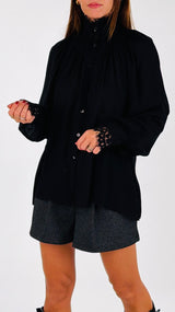 Camicia arriccio collo macramè H.