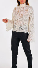 Camicia pizzo collo elasticato T.
