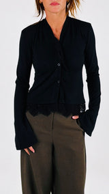 Cardiganino jersey rouche pizzo H.