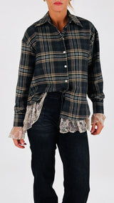 Camicia check fondo pizzo