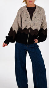 Cardigan zip onde traforo H.