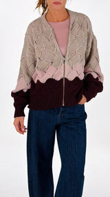 Cardigan zip onde traforo H.