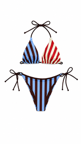 Set bikini mix righe+ pantalone tulle Vic.