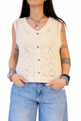 Gilet crochet+paillettes