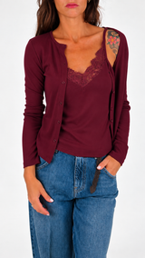 Cardiganino jersey + canotta pizzo