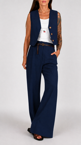Pantalone twill viscosa cintura H.