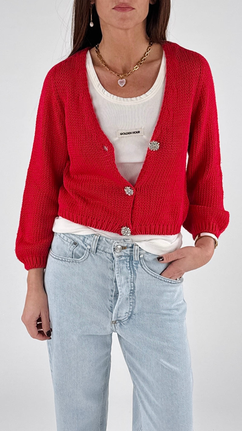 Cardigan gioiello crop Vic.