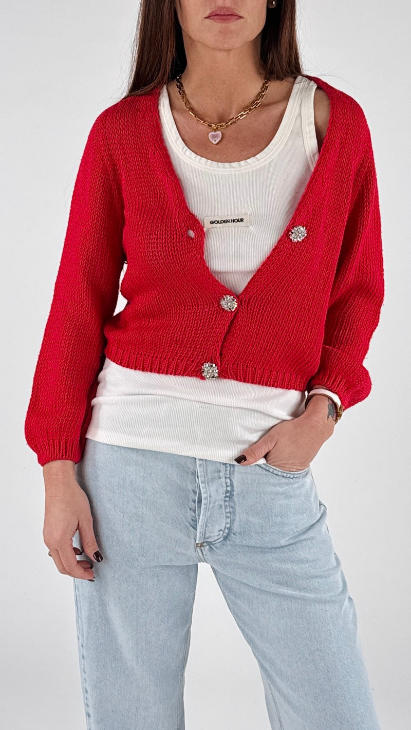 Cardigan gioiello crop Vic.
