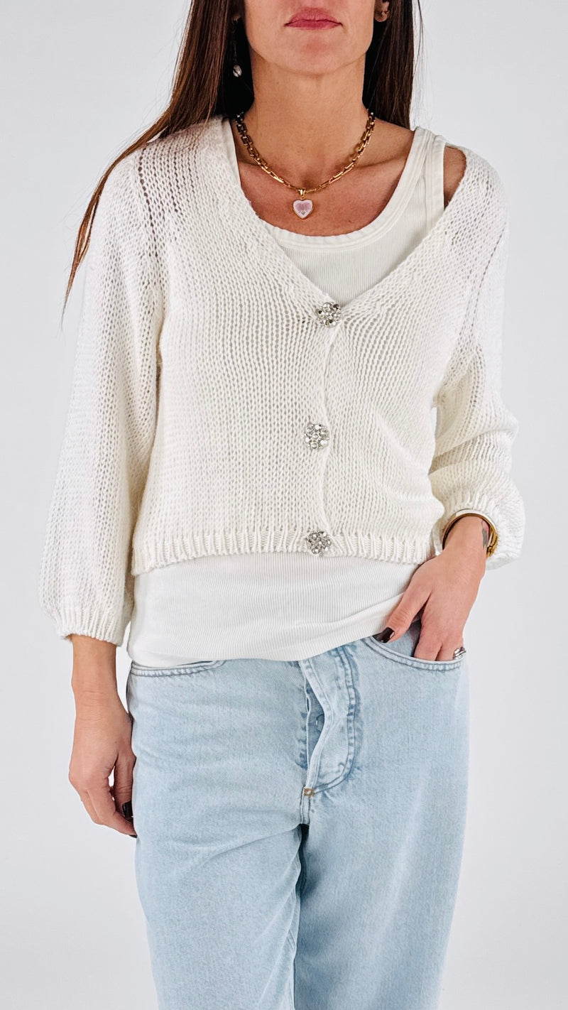Cardigan gioiello crop Vic.