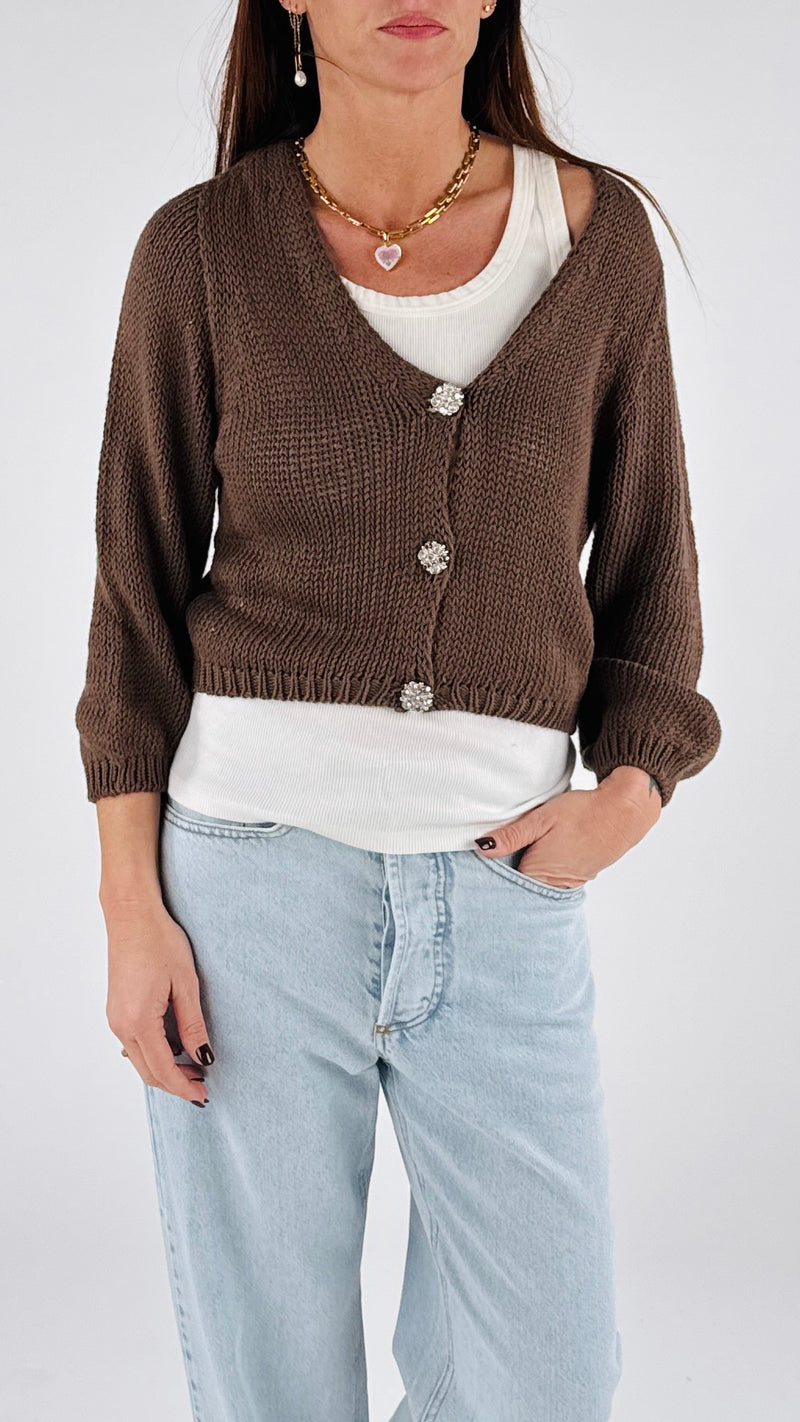 Cardigan gioiello crop Vic.