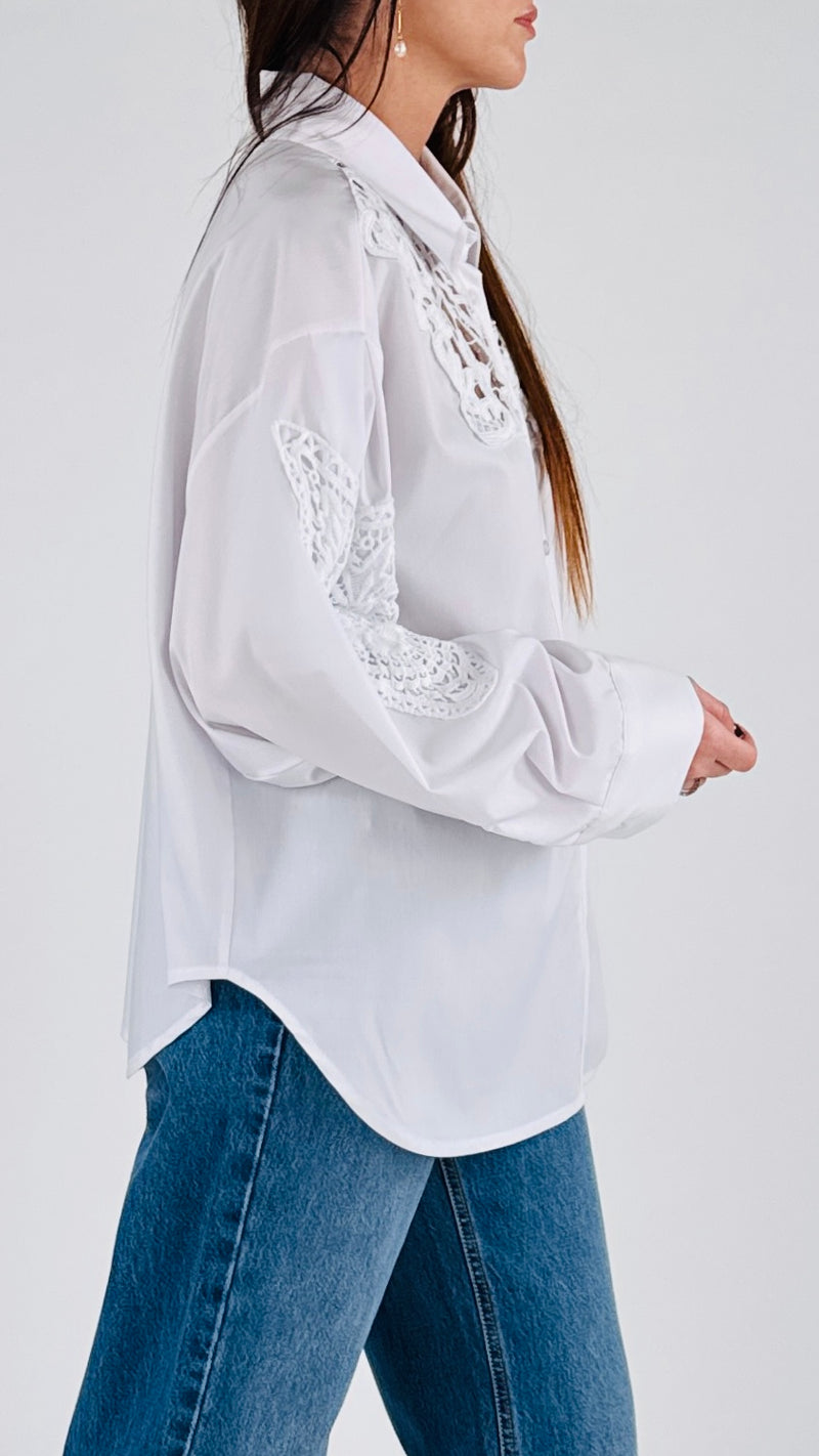 Camicia intarsi macramè H.