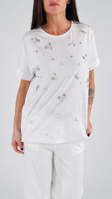 T-shirt fiorellini strass H.