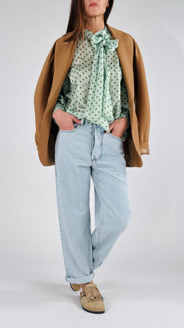 Camicia twill fiocco pois T.