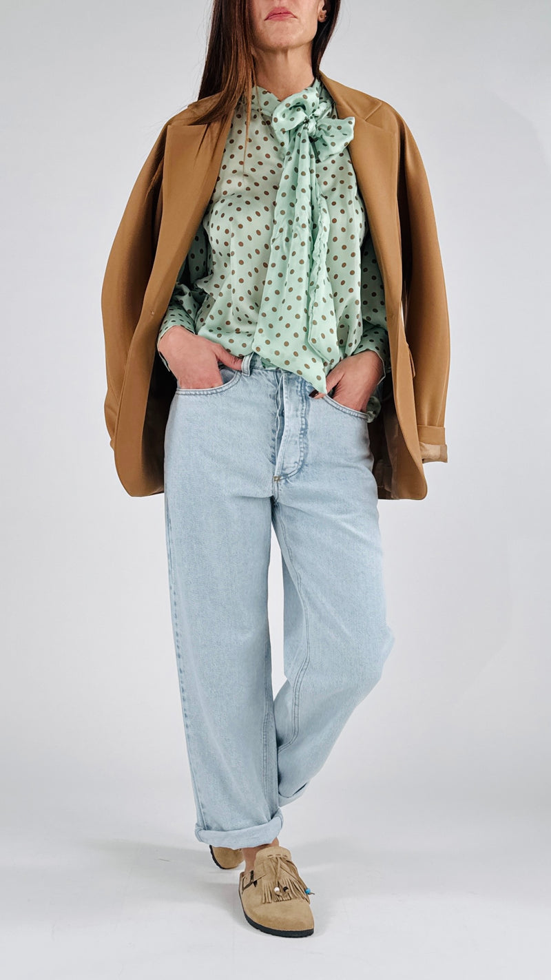 Camicia twill fiocco pois T.