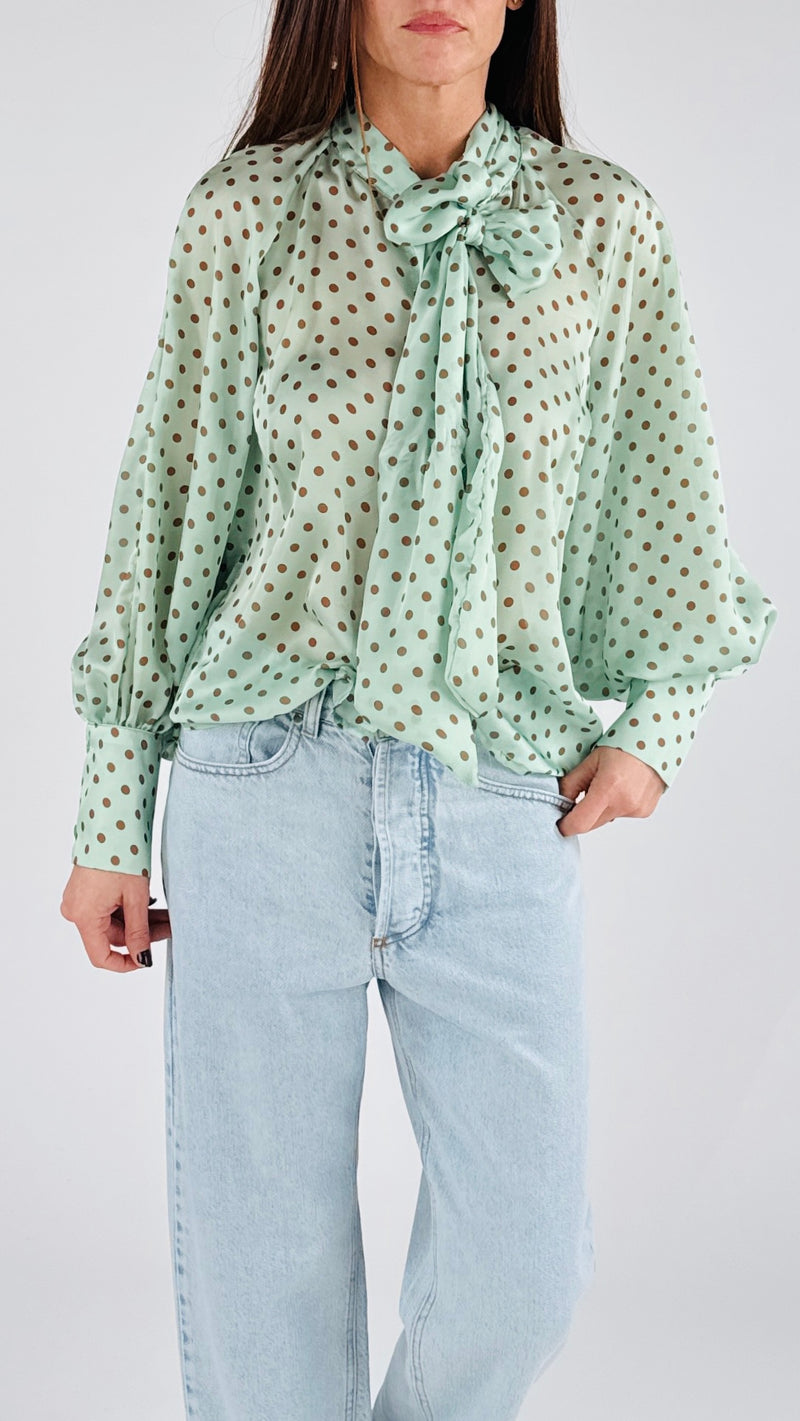 Camicia twill fiocco pois T.