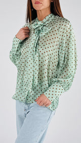 Camicia twill fiocco pois T.