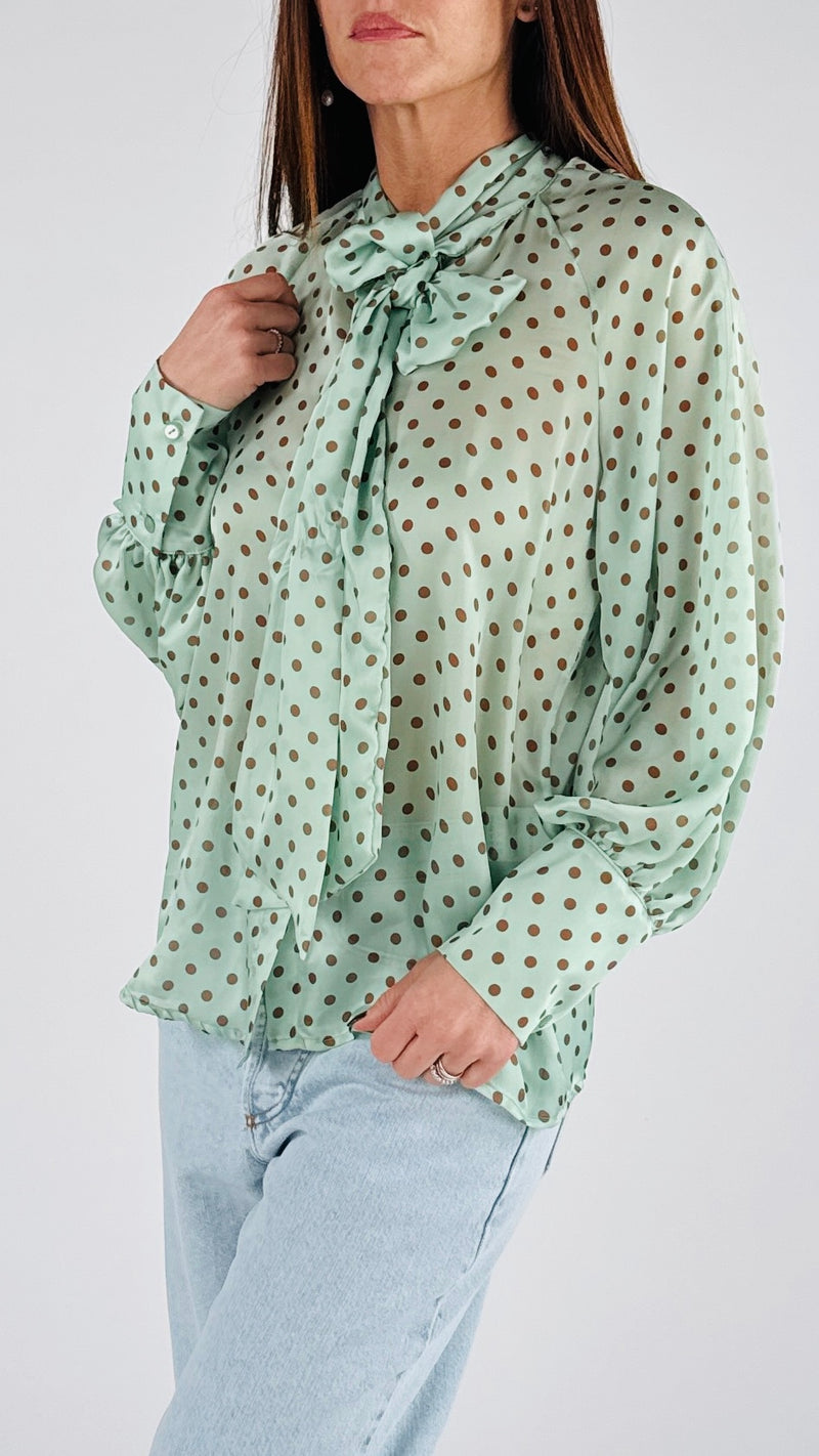 Camicia twill fiocco pois T.