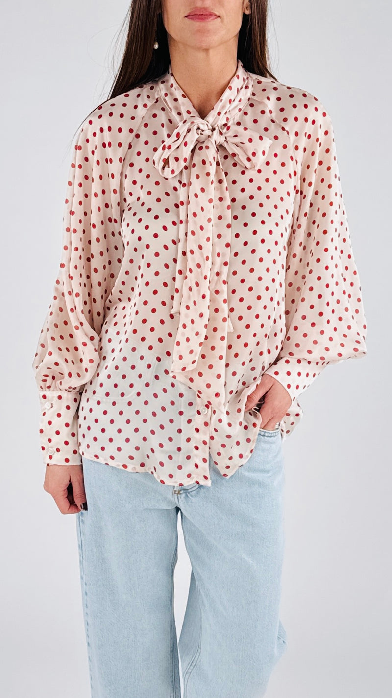 Camicia twill fiocco pois T.