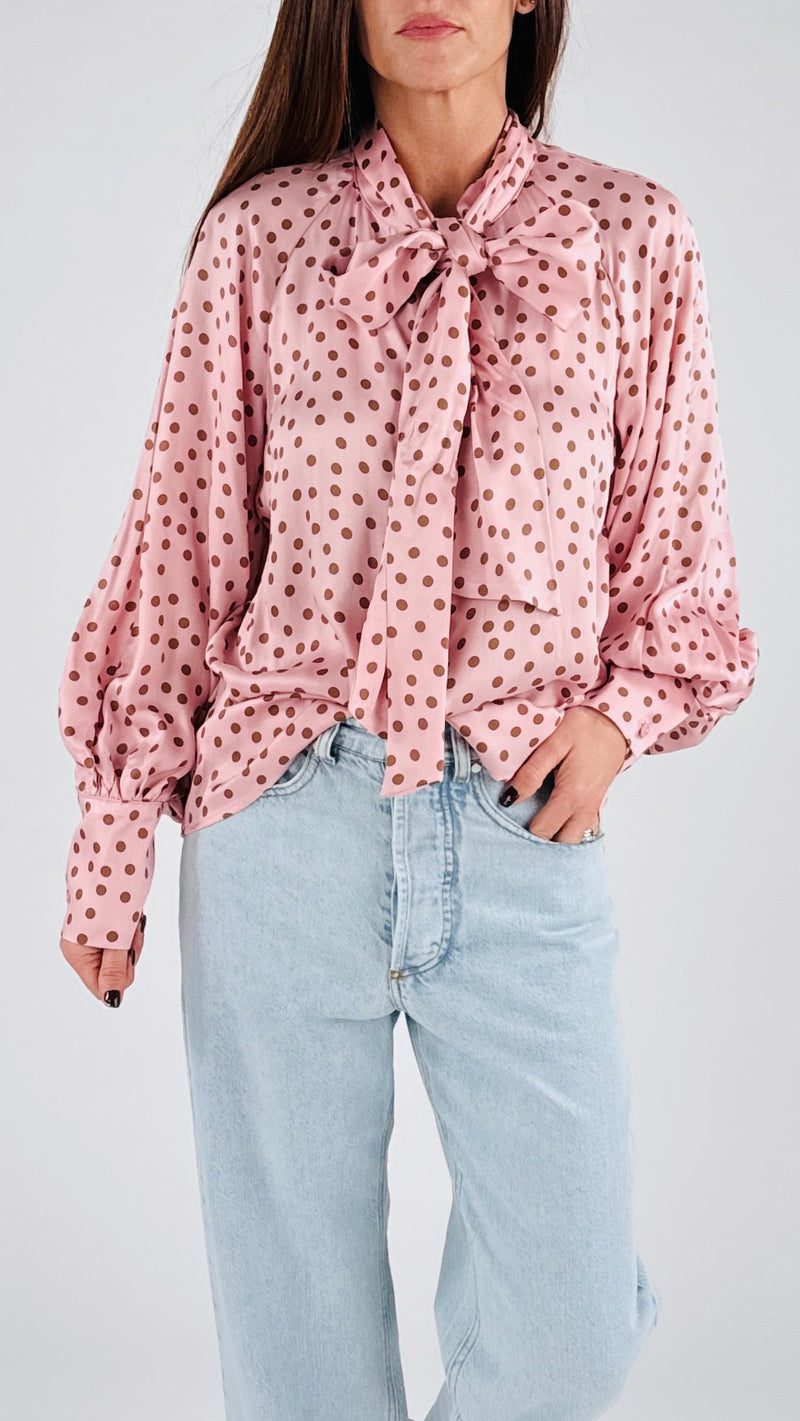 Camicia twill fiocco pois T.