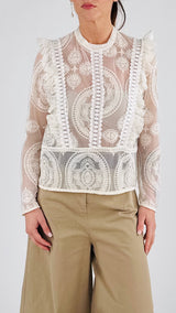 Camicia tulle ricamato T.