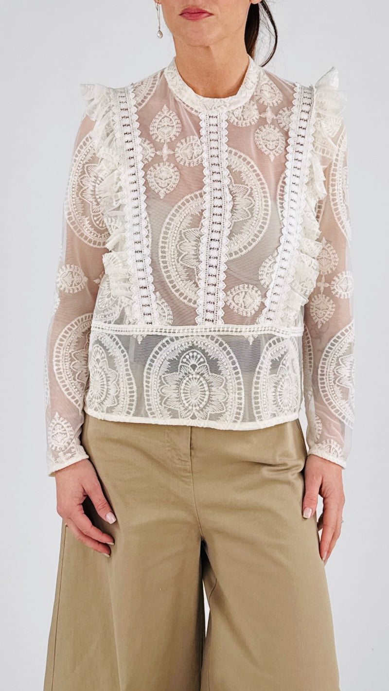 Camicia tulle ricamato T.