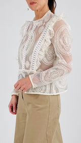 Camicia tulle ricamato T.