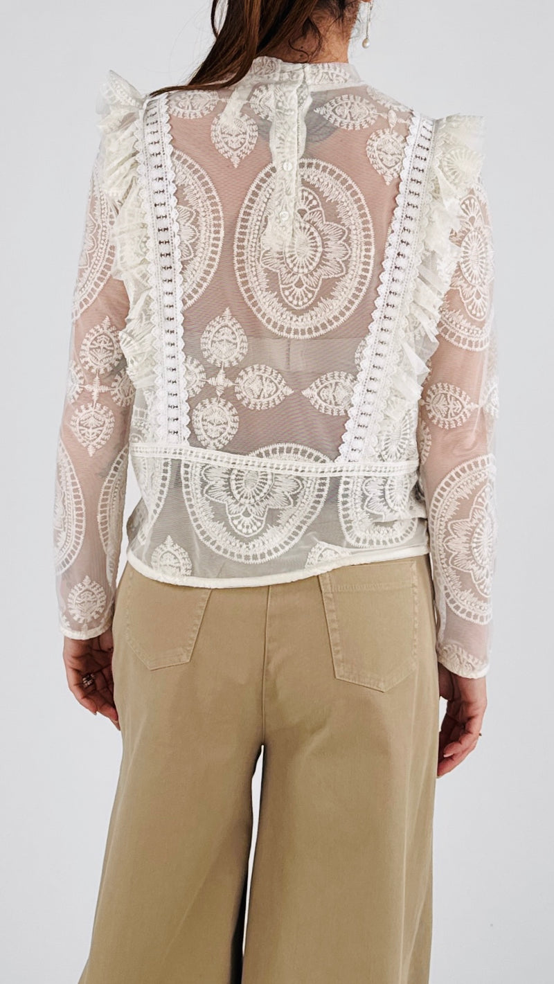 Camicia tulle ricamato T.