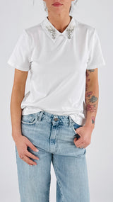 T-shirt colletto cabochon You
