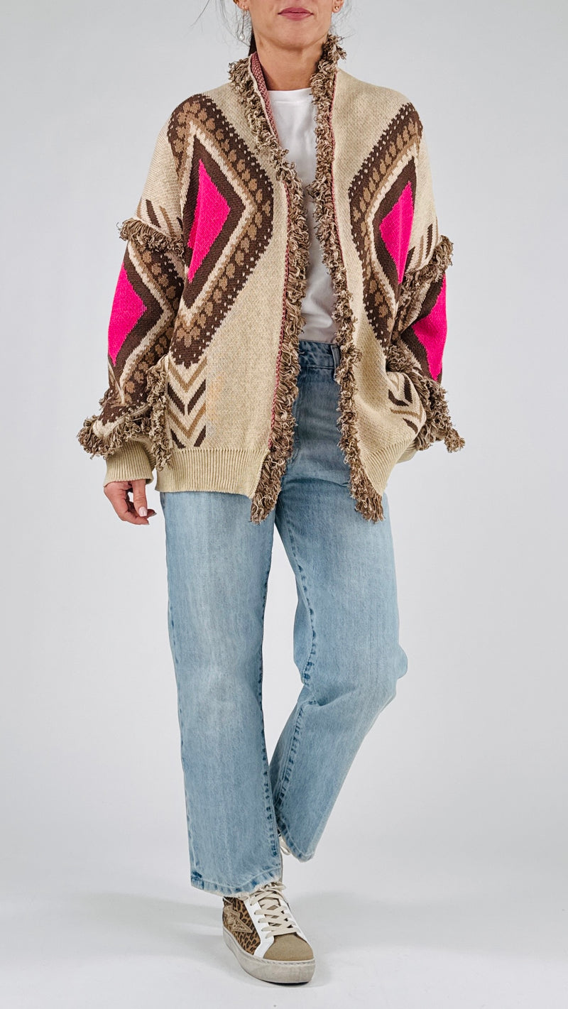 Cardigan jacquard losanghe T.