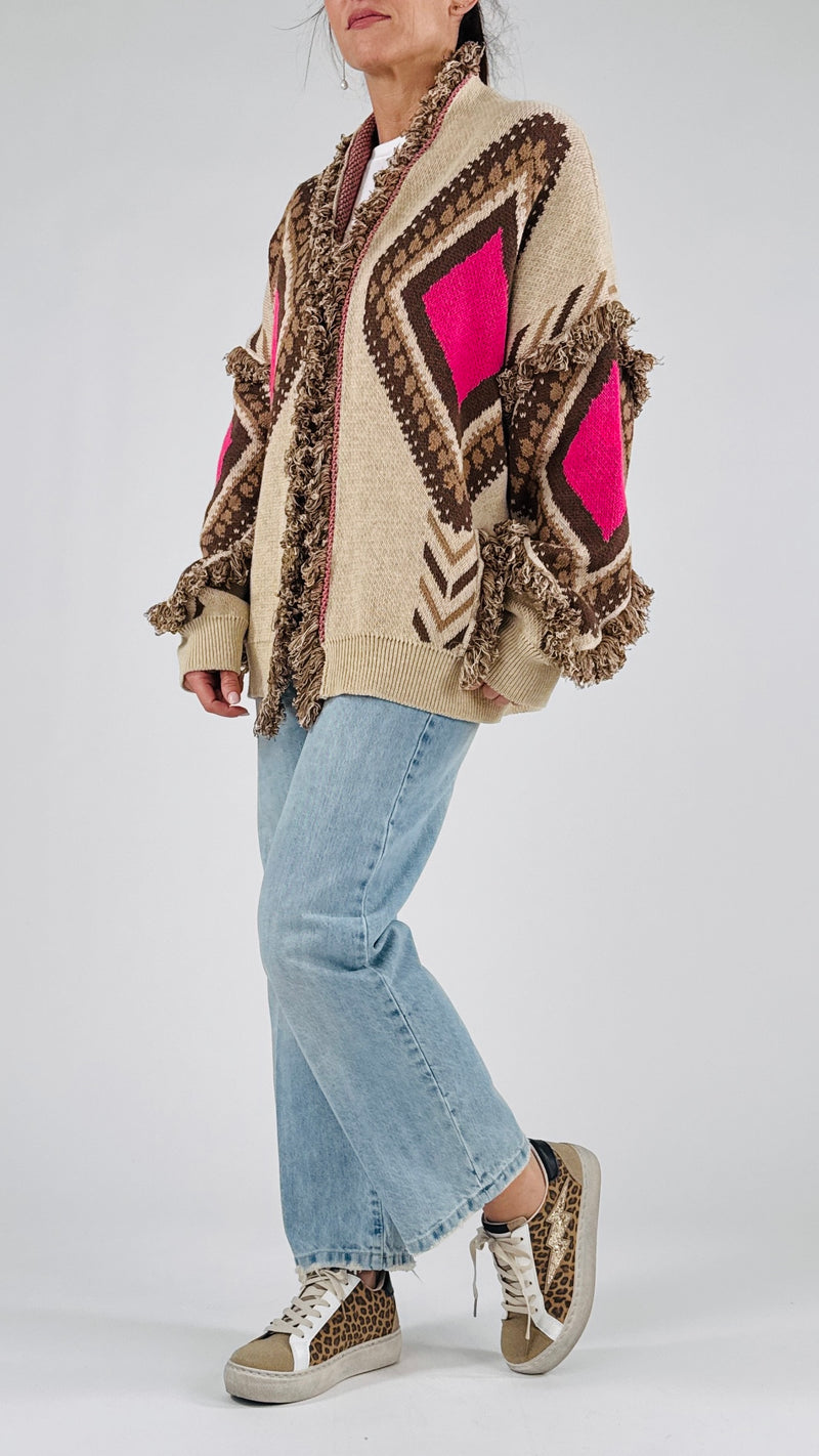 Cardigan jacquard losanghe T.