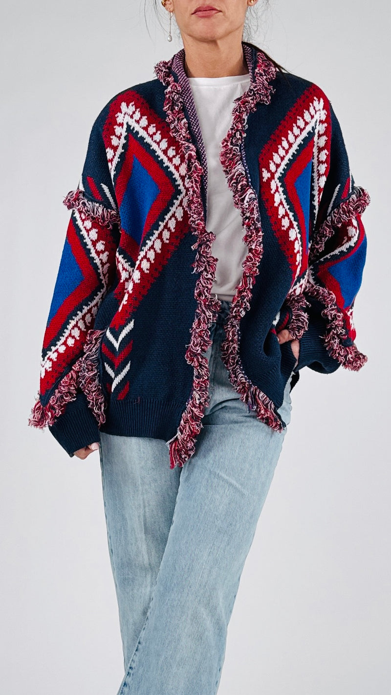 Cardigan jacquard losanghe T.