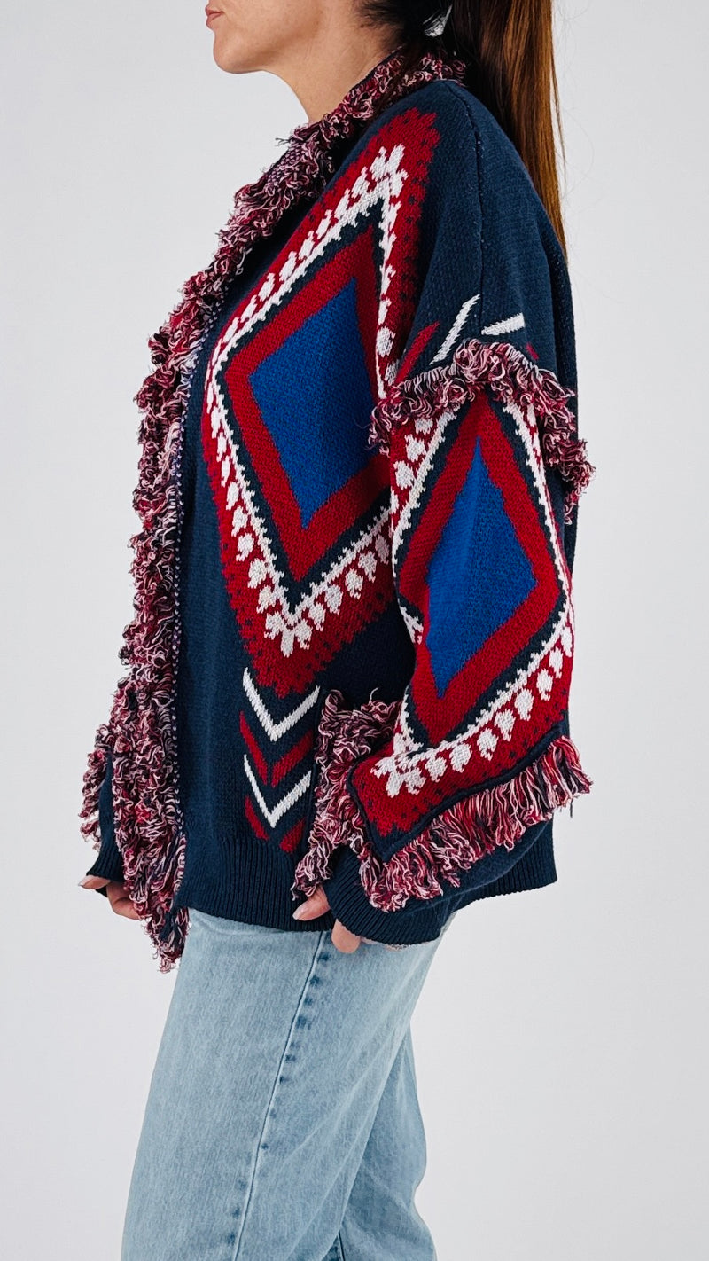 Cardigan jacquard losanghe T.