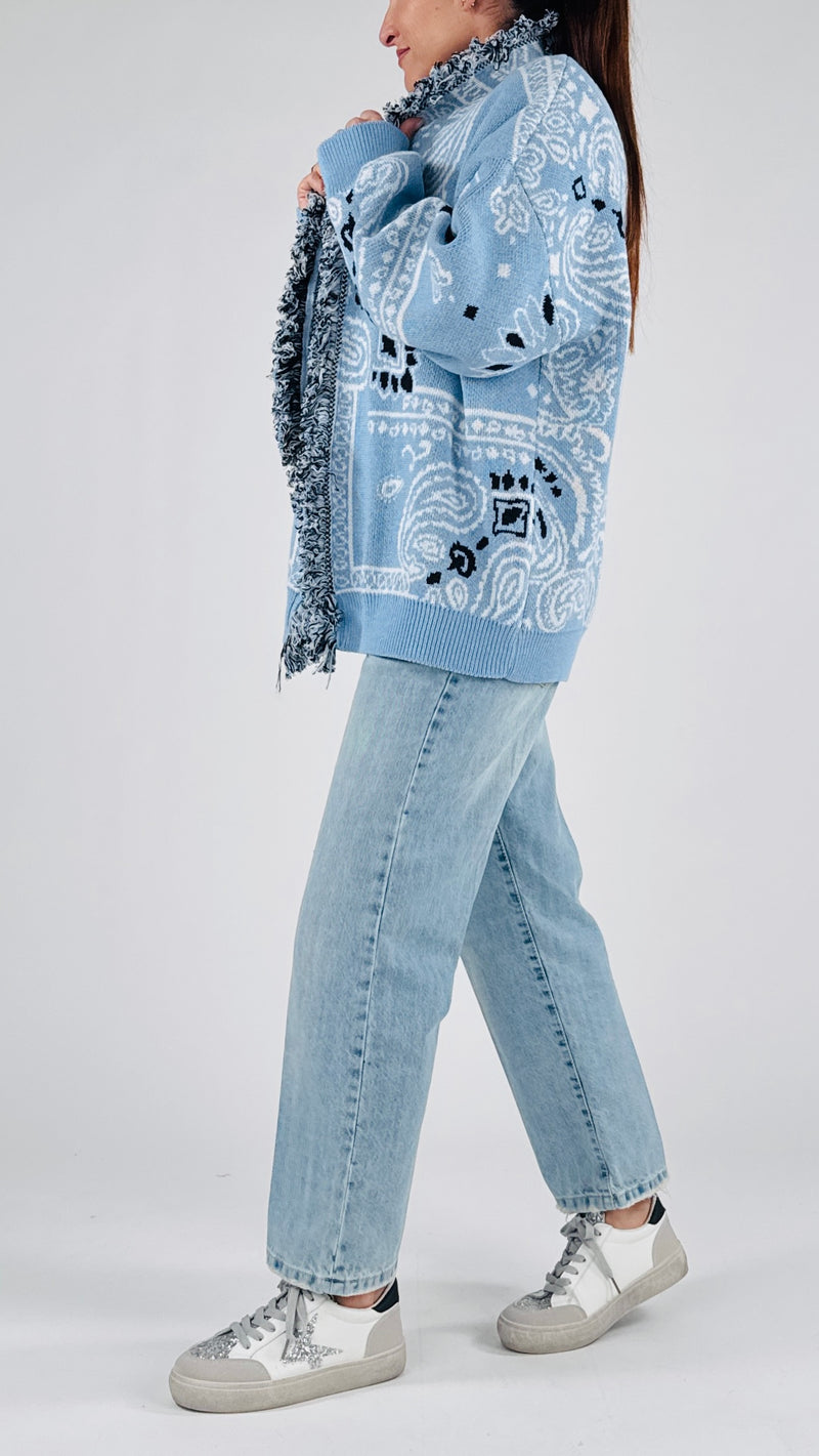Cardigan jacquard cachemire T.